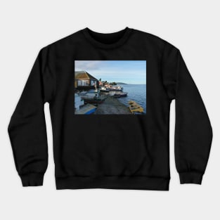 Fishing Boats on the seashore Crewneck Sweatshirt